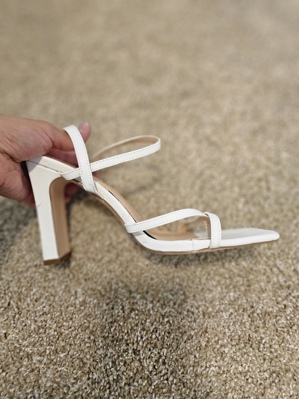 Fashion Nova White Strappy Block Heel Sandals
